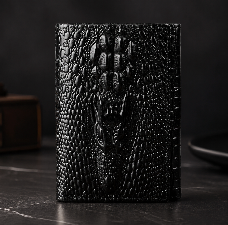 Genuine Cowhide Leather Trifold Wallet with ID Window