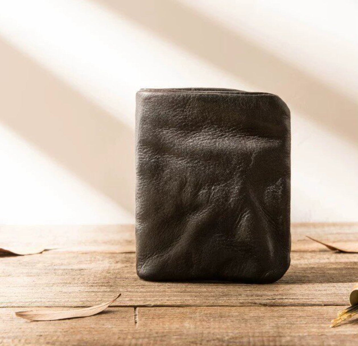 Men’s Genuine Leather Short Wallet with Coin Pocket