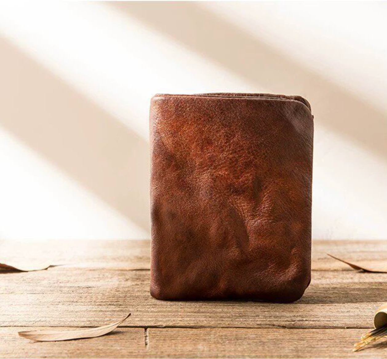 Men’s Genuine Leather Short Wallet with Coin Pocket