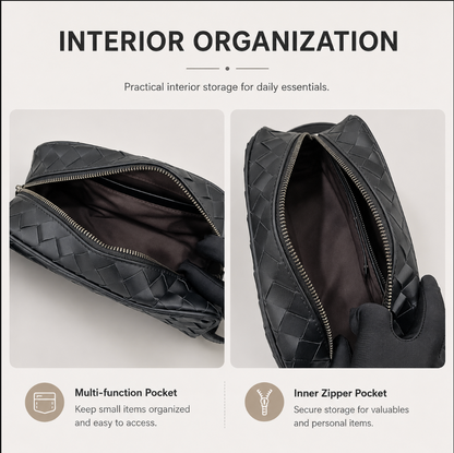 Men’s Genuine Woven Leather Toiletry Bag with Handle