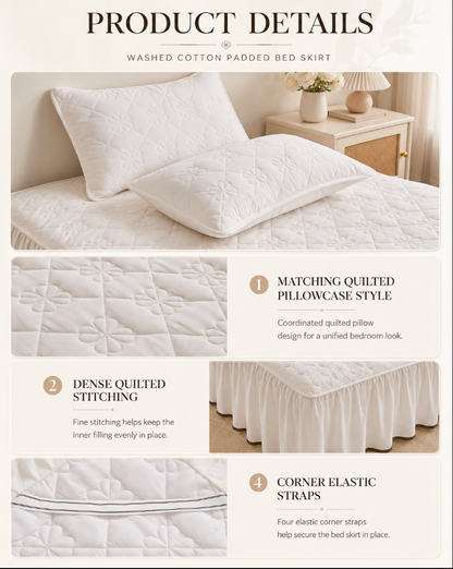 100% Cotton Quilted Bed Skirt with Padded Mattress Cover
