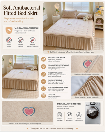 100% Cotton Fitted Sheet with Ruffled Bed Skirt Cover