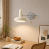 Cream Swing Arm Wall Lamp with Pull Chain Switch