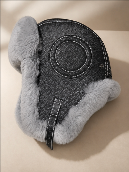 Men's Sheepskin Trapper Hat with Rabbit Fur Ear Flaps