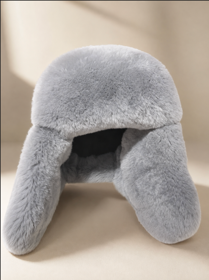 Men's Sheepskin Trapper Hat with Rabbit Fur Ear Flaps