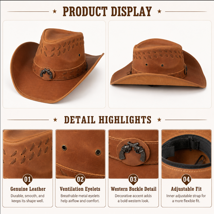 Crazy Horse Leather Cowboy Hat in Top Grain Cowhide