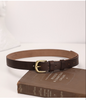 Women’s Brown Leather Belt with Top-Grain Cowhide Brass Buckle