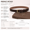 Women’s Brown Leather Belt with Top-Grain Cowhide Brass Buckle
