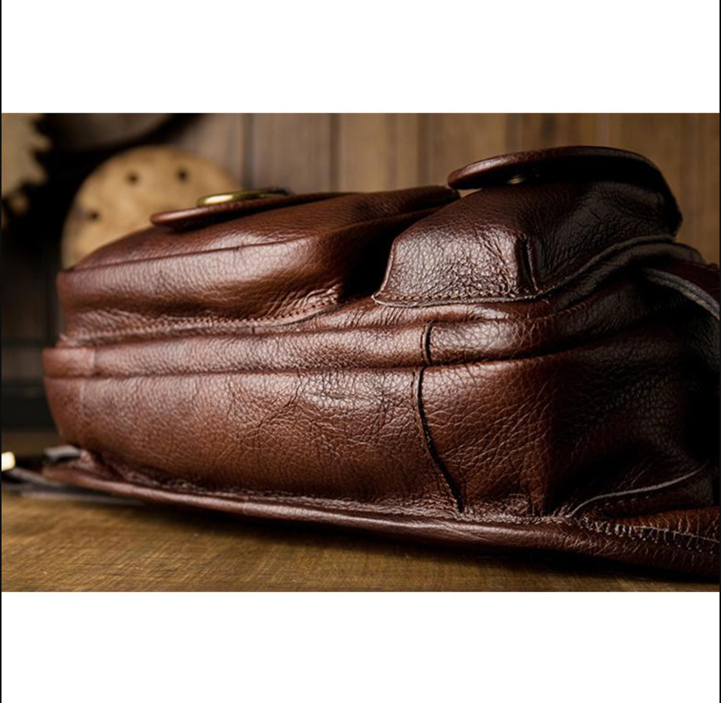 Brown Men’s Leather Waist Bag with Multi Pocket Storage