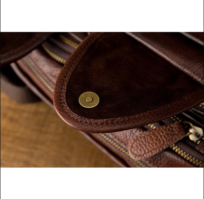 Brown Men’s Leather Waist Bag with Multi Pocket Storage