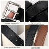 Women’s Braided Leather Belt Genuine Cowhide Silver Buckle