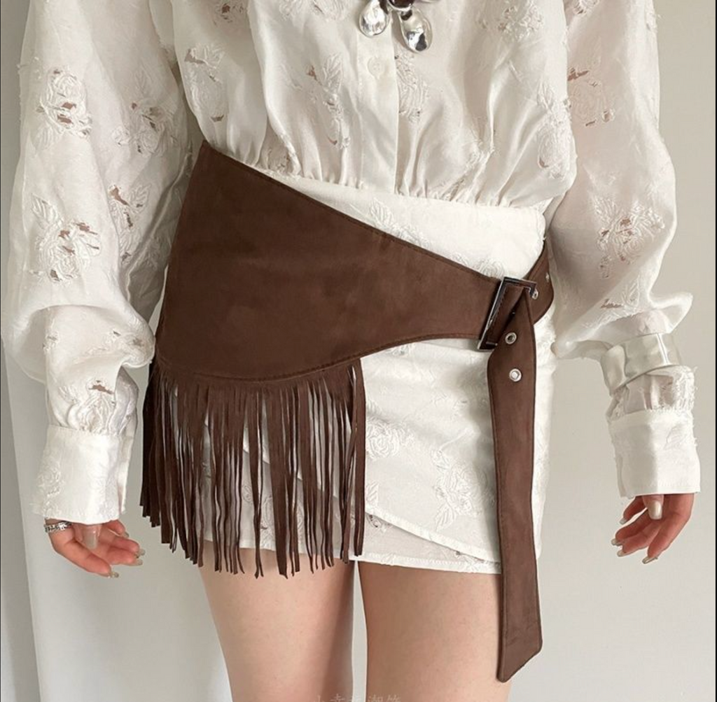 Women’s Western Triangle Tassel Faux Suede Belt