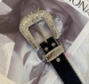 Women’s Black Rhinestone Western Belt with Cross Studs
