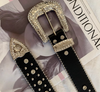 Women’s Black Rhinestone Western Belt with Cross Studs