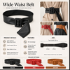 Women’s Wide Faux Leather Waist Belt with Square Buckle