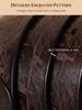 Men’s Engraved Leather Belt with Top-Grain Cowhide and Brass Buckle