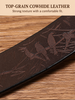 Men’s Engraved Leather Belt with Top-Grain Cowhide and Brass Buckle