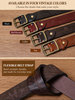 Men’s Engraved Leather Belt with Top-Grain Cowhide and Brass Buckle