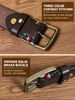 Men’s Engraved Leather Belt with Top-Grain Cowhide and Brass Buckle