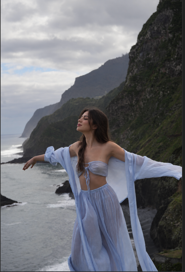 Women’s Summer Three-Piece Set with Wide-Leg Pants and Cover-Up