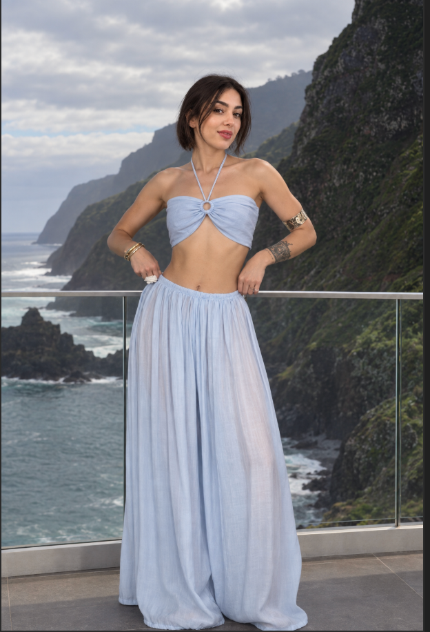 Women’s Summer Three-Piece Set with Wide-Leg Pants and Cover-Up