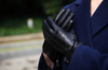 Women’s Leather Gloves in Black Sheepskin with Fleece Lining and Side Zipper