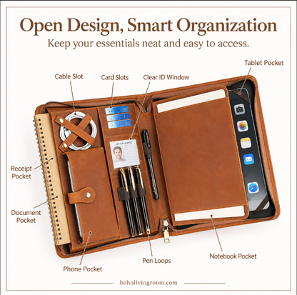 Leather iPad Organizer Portfolio in Crazy Horse Leather for Business