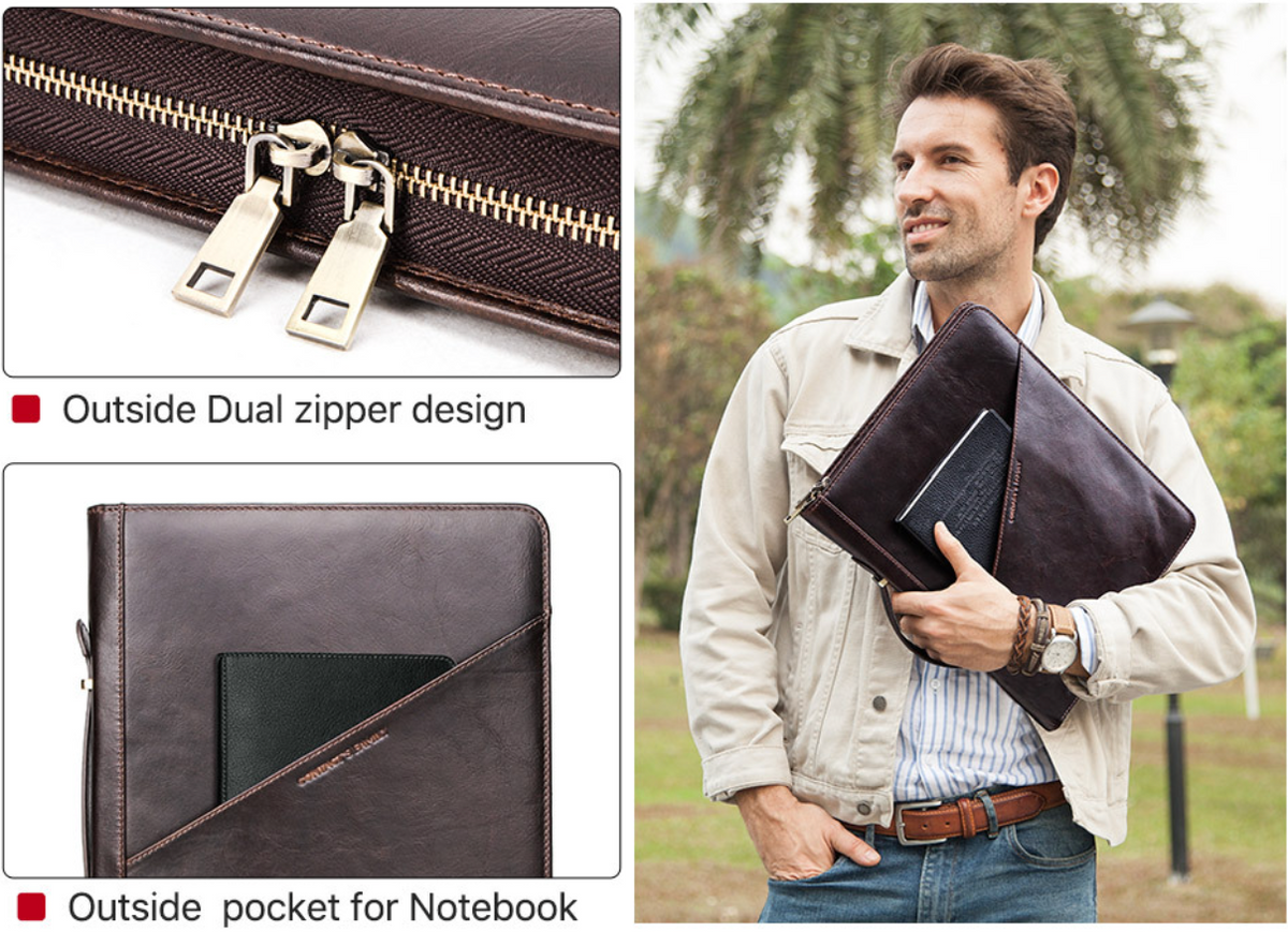 Leather Laptop Portfolio with A4 Organizer and iPad Holder