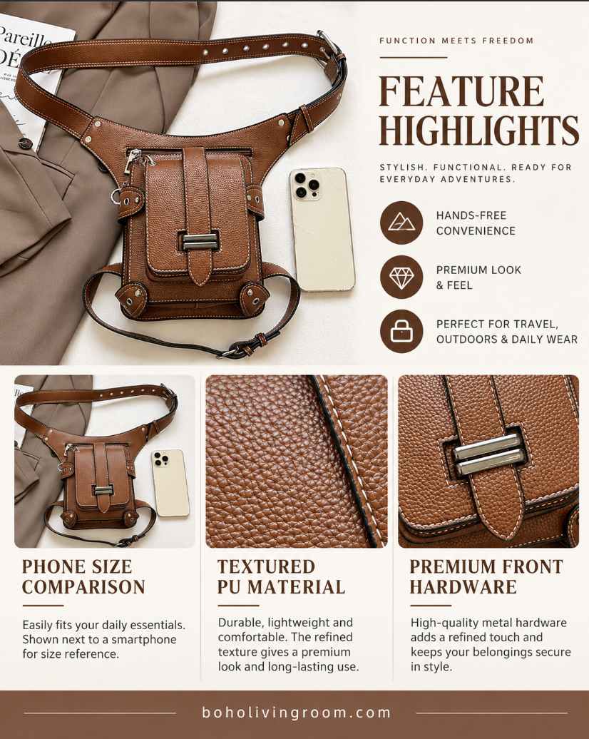 Waist Bag for Women with Thigh Strap and Crossbody Carry