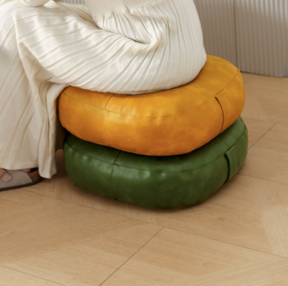Faux Leather Pouf Ottoman Round Floor Seat Cushion