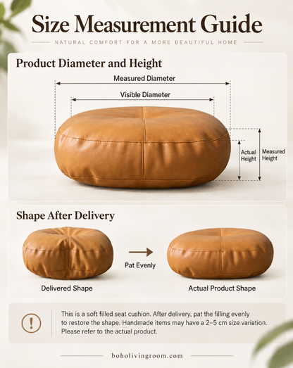Faux Leather Pouf Ottoman Round Floor Seat Cushion