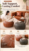 Round Faux Leather Pouf Ottoman Cover with Pumpkin Stitching