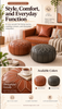 Round Faux Leather Pouf Ottoman Cover with Pumpkin Stitching