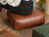 Faux Leather Pouf Ottoman Floor Cushion Cover
