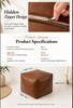 Leather Footrest Ottoman Cover for Square Floor