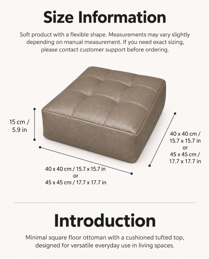 Round Faux Leather Pouf Ottoman Cover for Living Room