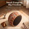Faux Leather Pouf Ottoman with Bohemian Pattern and Zipper Storage