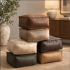 Square Pouf Ottoman Cover in Faux Suede for Footrest Use