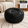 Faux Leather Pouf Ottoman Cover with Tufted Design