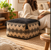 Pouffe Stool with Chenille Top and Moroccan Embroidery