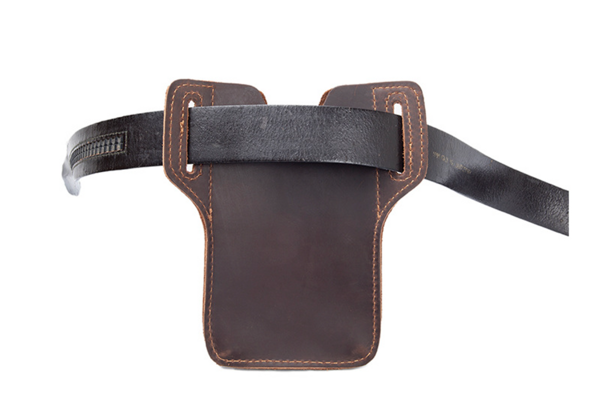 Men’s Leather Waist Bag with Phone Holster