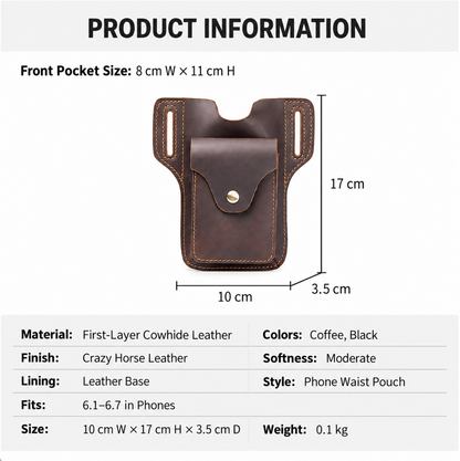 Men’s Leather Waist Bag with Phone Holster