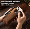 Men’s Leather Waist Bag with Magnetic Phone Pouch and Zipper Pocket
