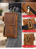 Men’s Leather Waist Bag with Magnetic Phone Pouch and Zipper Pocket