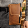 Men’s Leather Waist Bag with Magnetic Phone Pouch and Zipper Pocket