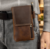 Men’s Leather Waist Bag with Magnetic Phone Pouch and Zipper Pocket