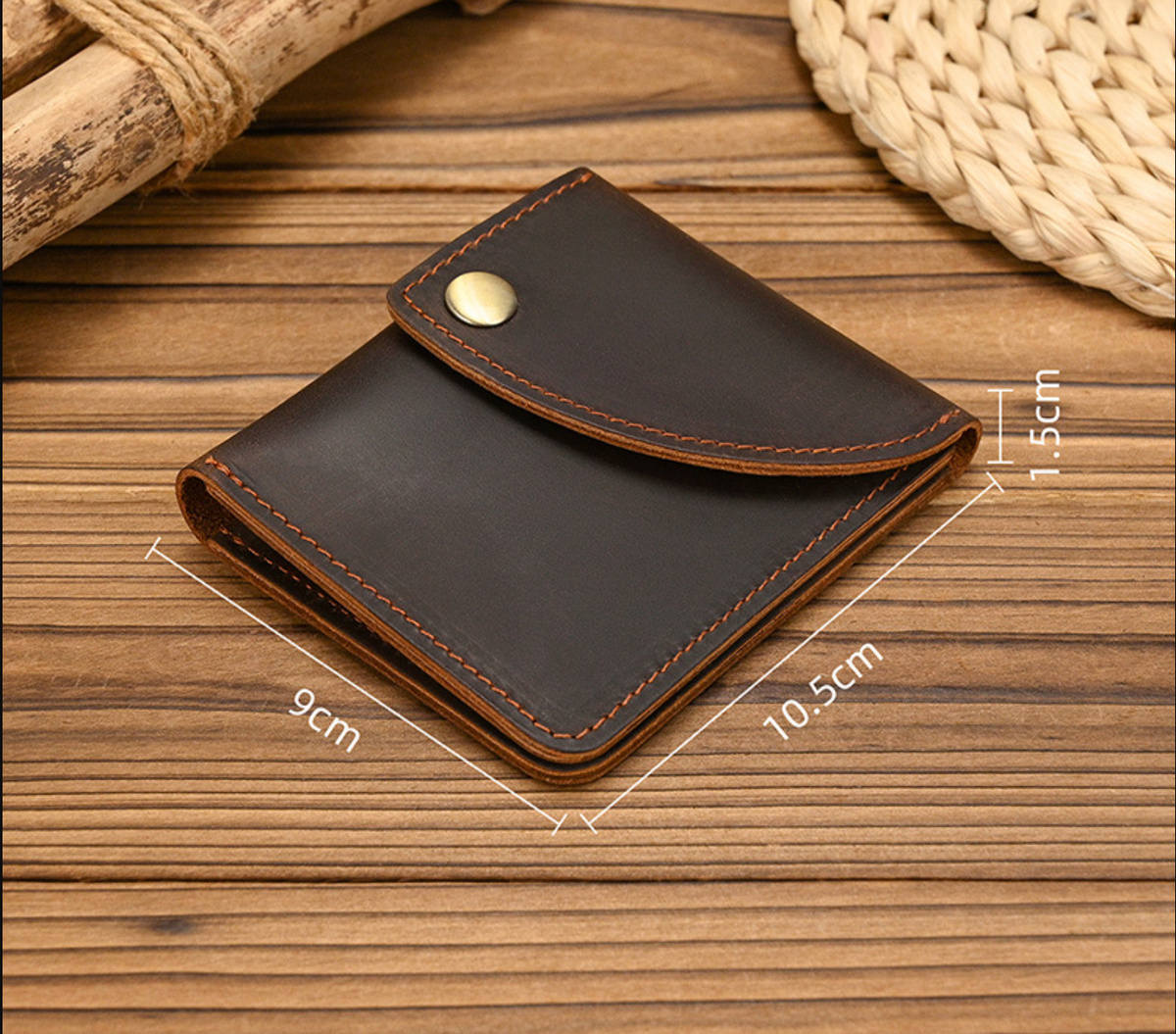 Men’s Leather Card Holder Crazy Horse Cowhide Slim Snap Wallet