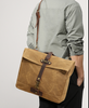 Canvas Messenger Bag with Waxed Finish and Top-Grain Cowhide Leather