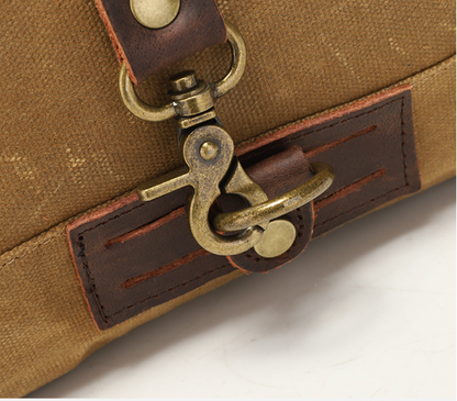 Canvas Messenger Bag with Waxed Finish and Top-Grain Cowhide Leather