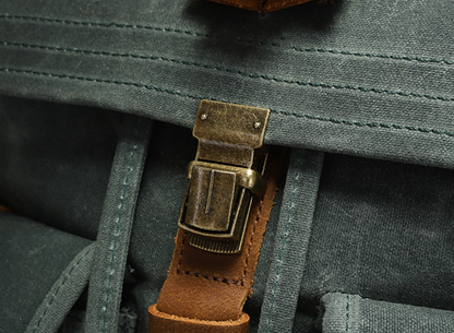 Canvas Backpack with 15.6-Inch Laptop Storage and Crazy Horse Leather